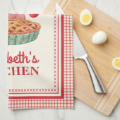 Vintage Red Cherry Gingham Kitchen Towel Geschirrtuch (Viertel Falte)