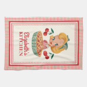 Vintage Red Cherry Gingham Kitchen Towel Geschirrtuch (Horizontal)