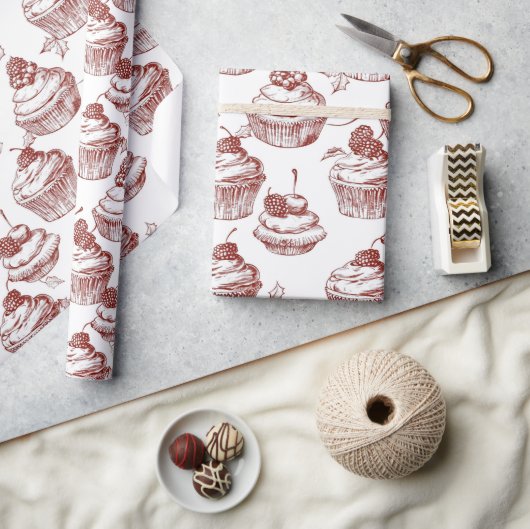 Vintage Red Christmas Geschenkpapier (Kunsthandwerk)