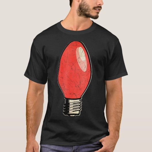 Vintage Red Christmas Tree Light Bulb T-Shirt (Vorderseite)