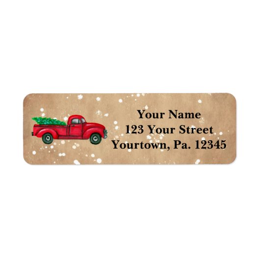 Vintage Red Christmas Tree Truck Address Labels (Vorne)