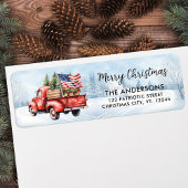 Vintage Red Christmas Truck Flag Rücksendeadresse