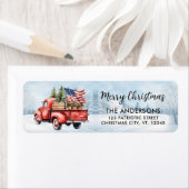 Vintage Red Christmas Truck Flag Rücksendeadresse (Insitu)