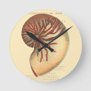 Vintage Red Conch Shell Runde Wanduhr