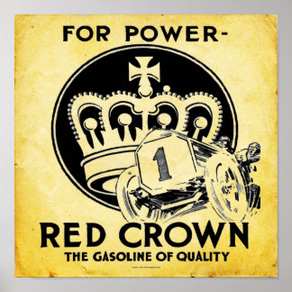 Vintage Red Crown Gasoline Druck Poster