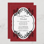 Vintage Red Damask Bridal Dusche Einladung (Vorne/Hinten)