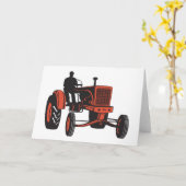Vintage Red Farm Tractor Retro Farmer Karte (Gelbe Blume)