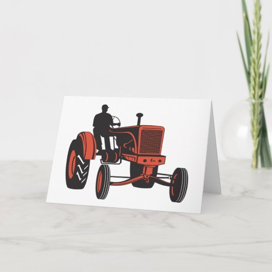 Vintage Red Farm Tractor Retro Farmer Karte (Vorderseite)