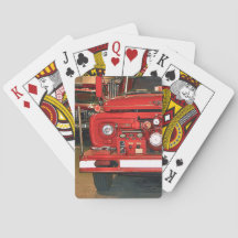Vintage Red Fire Truck Klassische Spielkarten