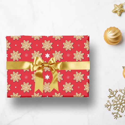 Vintage Red Gingerbread Star Weihnachtskekse Geschenkpapier