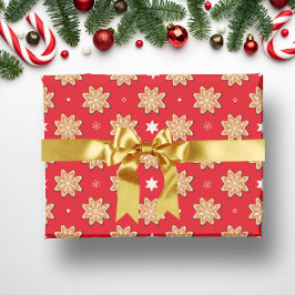Vintage Red Gingerbread Star Weihnachtskekse Geschenkpapier
