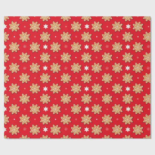 Vintage Red Gingerbread Star Weihnachtskekse Geschenkpapier (Flach)