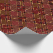 Vintage Red Gold Weihnachten Kariert Geschenkpapier (Ecke)