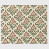 Vintage Red Green Damask Pattern (5) Geschenkpapier (Flach)