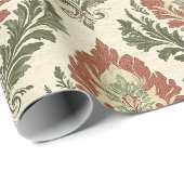 Vintage Red Green Damask Pattern (5) Geschenkpapier (Rolleneckpunkt)
