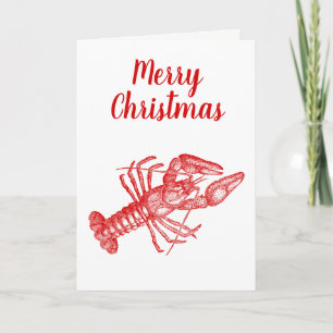 Vintage Red Lobster #1 Zeichnung Feiertagskarte