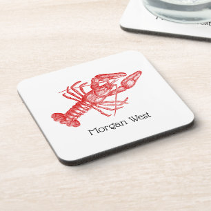 Vintage Red Lobster #1 Zeichnung Getränkeuntersetzer