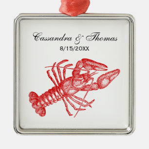 Vintage Red Lobster #1 Zeichnung Ornament Aus Metall