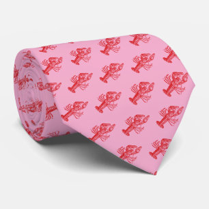 Vintage Red Lobster #1 Zeichnung Pinker Hintergrun Krawatte