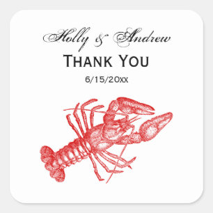Vintage Red Lobster #1 Zeichnung Quadratischer Aufkleber