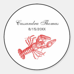 Vintage Red Lobster #1 Zeichnung Runder Aufkleber