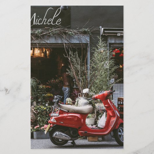 Vintage Red Motor Scooter        Briefpapier (Vorderseite)