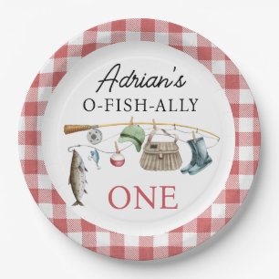Vintage Red O-Fish-Ally Eins 1. Geburtstag  Pappteller