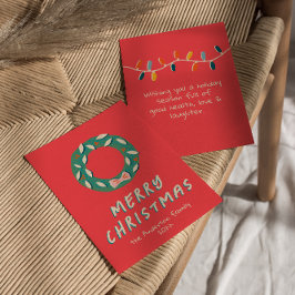 Vintage Red Painted Wreath Christmas Non-Photo Feiertagskarte