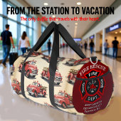 Vintage Red Pickup Trucks Personalized Duffle Bag