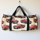 Vintage Red Pickup Trucks Personalized Duffle Bag