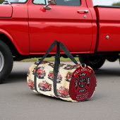 Vintage Red Pickup Trucks Personalized Duffle Bag
