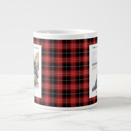 Vintage Red Plaid Christmas Monogram 2 Photo Cozy Jumbo-Tasse
