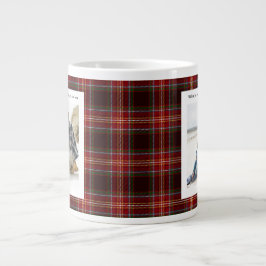 Vintage Red Plaid Monogram 2 Photo Cute Christmas Jumbo-Tasse