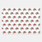 Vintage Red Poinsettia Teacups Rabbinerfest Geschenkpapier Set (Vorderseite 3)