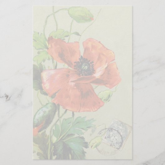 VINTAGE RED POPPY-BLUME BRIEFPAPIER (Vorderseite)