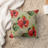 VINTAGE RED POPPY-BLUME KISSEN (Decke)