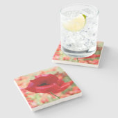 Vintage Red Poppy Flower Steinuntersetzer (Seitenansicht)