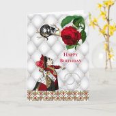 Vintage Red Queen Cat Rose Geburtstag Karte (Gelbe Blume)