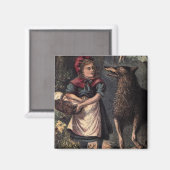 Vintage Red Riding Hood trifft den Wolf Magnet (Vorderseite/Rückseite)