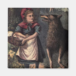 Vintage Red Riding Hood trifft den Wolf Magnet