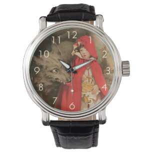Vintage Red Riding Hood und Big Bad Wolf Armbanduhr
