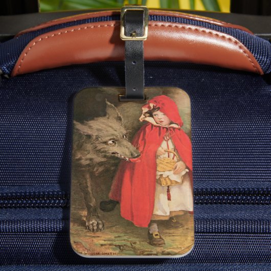 Vintage Red Riding Hood und Big Bad Wolf Gepäckanhänger (Vorderseite Insitu 2)