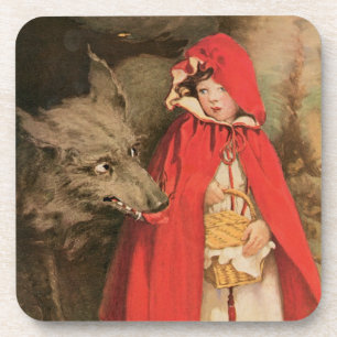 Vintage Red Riding Hood und Big Bad Wolf Getränkeuntersetzer