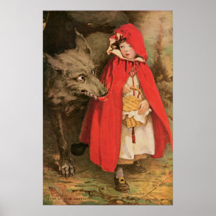 Vintage Red Riding Hood und Big Bad Wolf Poster