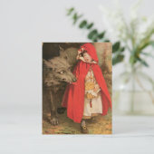 Vintage Red Riding Hood und Big Bad Wolf Postkarte (Stehend Vorderseite)