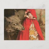 Vintage Red Riding Hood und Big Bad Wolf Postkarte (Vorderseite)