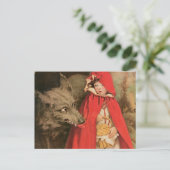 Vintage Red Riding Hood und Big Bad Wolf Postkarte (Stehend Vorderseite)