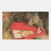 Vintage Red Riding Hood und Big Bad Wolf Rechteckiger Aufkleber (Vorderseite)