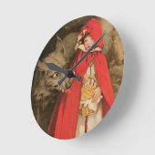 Vintage Red Riding Hood und Big Bad Wolf Runde Wanduhr (Winkel)