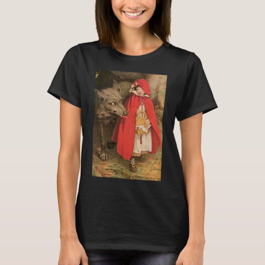 Vintage Red Riding Hood und Big Bad Wolf T-Shirt (Vorderseite)
